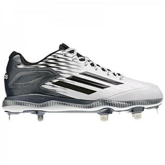 Adidas Men\'s PowerAlley 3 Metal Baseball Cleats Shoes White Black Grey Size 9